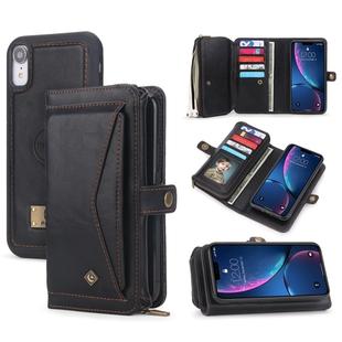 For iPhone XR POLA Multi-function TPU + PC Magnetic Horizontal Flip Leather Case with Holder & Card Slots & Wallet & Photo Frame(Black)