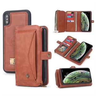 For iPhone XS Max POLA Multi-function TPU + PC Magnetic Horizontal Flip Leather Case with Holder & Card Slots & Wallet & Photo Frame(Brown)