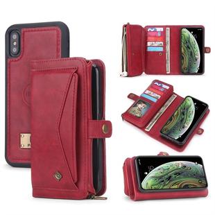 For iPhone XS Max POLA Multi-function TPU + PC Magnetic Horizontal Flip Leather Case with Holder & Card Slots & Wallet & Photo Frame(Red)