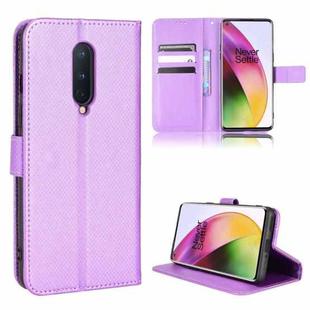 For OnePlus 8 Diamond Texture Leather Phone Case(Purple)