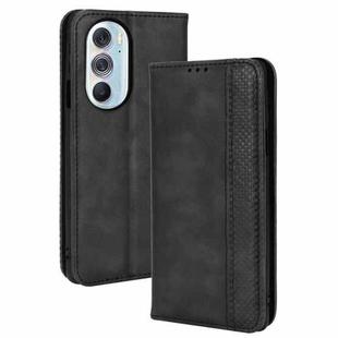 For Motorola Moto Edge 30 Pro/Edge+ 2022/Edge X30 Magnetic Buckle Retro Crazy Horse Leather Phone Case(Black)