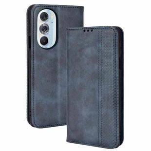 For Motorola Moto Edge 30 Pro/Edge+ 2022/Edge X30 Magnetic Buckle Retro Crazy Horse Leather Phone Case(Blue)