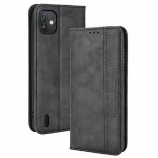 For Wiko Y82 Magnetic Buckle Retro Crazy Horse Leather Phone Case(Black)