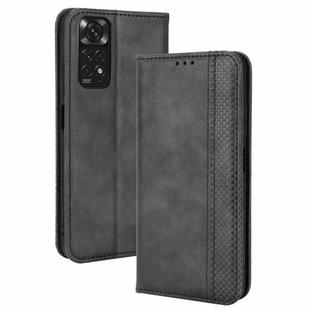 For Xiaomi Redmi Note 11S / Note 11 4G Overseas Version Magnetic Buckle Retro Crazy Horse Leather Phone Case(Black)