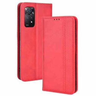 For Xiaomi Redmi Note 11 Pro 4G / 5G Overseas Version Magnetic Buckle Retro Crazy Horse Leather Phone Case(Red)