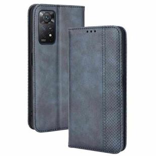 For Xiaomi Redmi Note 11 Pro 4G / 5G Overseas Version Magnetic Buckle Retro Crazy Horse Leather Phone Case(Blue)