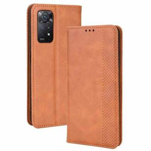 For Xiaomi Redmi Note 11 Pro 4G / 5G Overseas Version Magnetic Buckle Retro Crazy Horse Leather Phone Case(Brown)