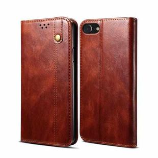 For iPhone SE 2022 / SE 2020 / 8 / 7 Oil Wax Crazy Horse Texture Leather Phone Case / 6(Brown)