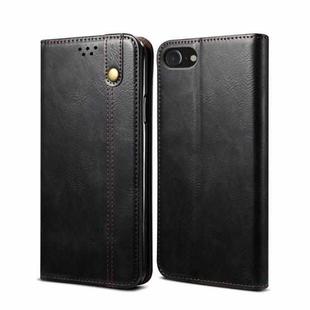 For iPhone SE 2022 / SE 2020 / 8 / 7 Oil Wax Crazy Horse Texture Leather Phone Case / 6(Black)