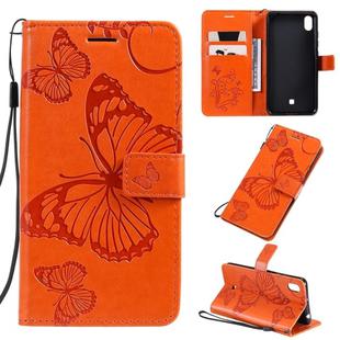 For LG K20 Pressed Printing Butterfly Pattern Horizontal Flip PU Leather Case with Holder & Card Slots & Wallet & Lanyard(Orange)