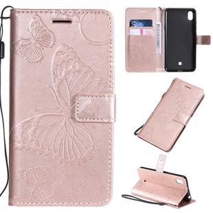 For LG K20 Pressed Printing Butterfly Pattern Horizontal Flip PU Leather Case with Holder & Card Slots & Wallet & Lanyard(Rose Gold)