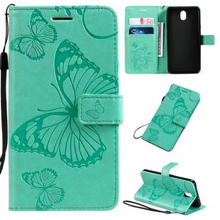 For LG K30 Pressed Printing Butterfly Pattern Horizontal Flip PU Leather Case with Holder & Card Slots & Wallet & Lanyard(Green)