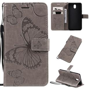 For LG K30 Pressed Printing Butterfly Pattern Horizontal Flip PU Leather Case with Holder & Card Slots & Wallet & Lanyard(Grey)
