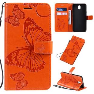 For LG K30 Pressed Printing Butterfly Pattern Horizontal Flip PU Leather Case with Holder & Card Slots & Wallet & Lanyard(Orange)