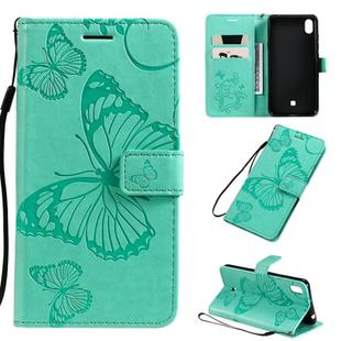 For LG K40s Pressed Printing Butterfly Pattern Horizontal Flip PU Leather Case with Holder & Card Slots & Wallet & Lanyard(Green)