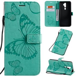 For OPPO A9 Pressed Printing Butterfly Pattern Horizontal Flip PU Leather Case with Holder & Card Slots & Wallet & Lanyard(Green)