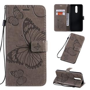 For OPPO F11 Pressed Printing Butterfly Pattern Horizontal Flip PU Leather Case with Holder & Card Slots & Wallet & Lanyard(Grey)