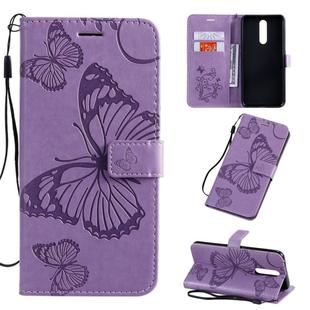 For OPPO F11 Pressed Printing Butterfly Pattern Horizontal Flip PU Leather Case with Holder & Card Slots & Wallet & Lanyard(Purple)