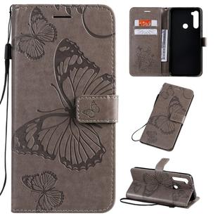 For Xiaomi Redmi Note 8T Pressed Printing Butterfly Pattern Horizontal Flip PU Leather Case with Holder & Card Slots & Wallet & Lanyard(Grey)