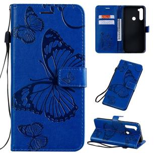 For Xiaomi Redmi Note 8T Pressed Printing Butterfly Pattern Horizontal Flip PU Leather Case with Holder & Card Slots & Wallet & Lanyard(Blue)