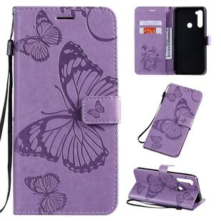 For Xiaomi Redmi Note 8T Pressed Printing Butterfly Pattern Horizontal Flip PU Leather Case with Holder & Card Slots & Wallet & Lanyard(Purple)