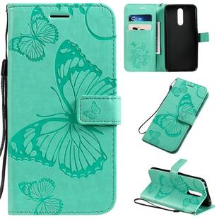 For  Xiaomi Redmi 8 Pressed Printing Butterfly Pattern Horizontal Flip PU Leather Case with Holder & Card Slots & Wallet & Lanyard(Green)