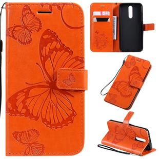 For  Xiaomi Redmi 8 Pressed Printing Butterfly Pattern Horizontal Flip PU Leather Case with Holder & Card Slots & Wallet & Lanyard(Orange)