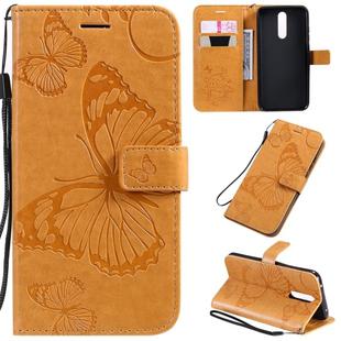 For  Xiaomi Redmi 8 Pressed Printing Butterfly Pattern Horizontal Flip PU Leather Case with Holder & Card Slots & Wallet & Lanyard(Yellow)