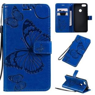 For Motorola E6 Play Pressed Printing Butterfly Pattern Horizontal Flip PU Leather Case with Holder & Card Slots & Wallet & Lanyard(Blue)