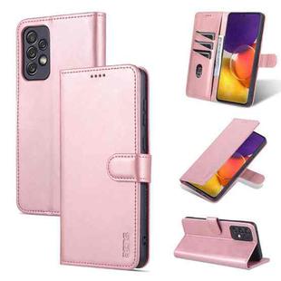 For Samsung Galaxy A73 5G AZNS Skin Feel Calf Texture Horizontal Flip Leather Phone Case(Rose Gold)