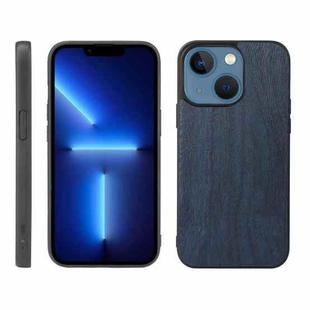 For iPhone 13 Wood Texture PU Phone Case(Blue)