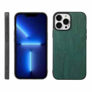 For iPhone 13 Pro Max Wood Texture PU Phone Case (Green)
