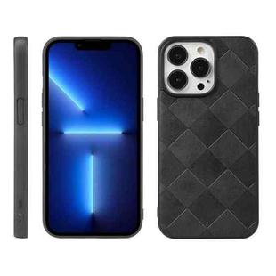 For iPhone 13 Pro Max Weave Plaid PU Phone Case (Black)