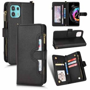 For Motorola Edge 20 Lite / Edge 20 Fusion Litchi Texture Zipper Leather Phone Case(Black)