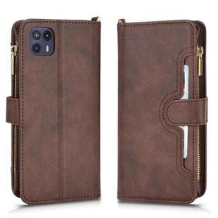 For Motorola Moto G50 Litchi Texture Zipper Leather Phone Case(Brown)