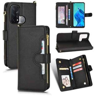 For OPPO Reno5 A Litchi Texture Zipper Leather Phone Case(Black)