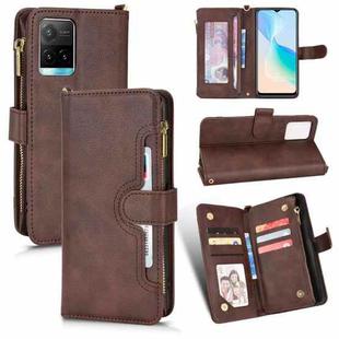 For vivo Y33s / Y21 2021 / Y21s Litchi Texture Zipper Leather Phone Case(Brown)