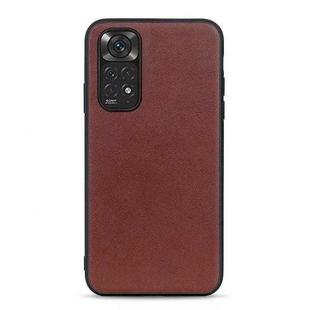 For Xiaomi Redmi Note 11 4G Global / Note 11S Accurate Hole Sheep Texture Leather Shockproof Phone Case(Brown)