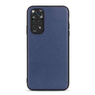 For Xiaomi Redmi Note 11 4G Global / Note 11S Accurate Hole Sheep Texture Leather Shockproof Phone Case(Blue)