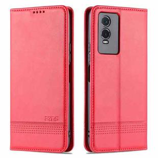 For vivo Y76s / Y74s AZNS Magnetic Calf Texture Leather Phone Case(Red)