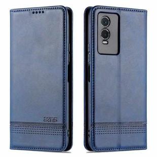 For vivo Y76s / Y74s AZNS Magnetic Calf Texture Leather Phone Case(Dark Blue)