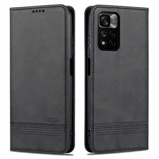 For Redmi Note 11 Pro Overseas Version AZNS Magnetic Calf Texture Leather Phone Case(Black)