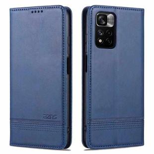 For Redmi Note 11 Pro Overseas Version AZNS Magnetic Calf Texture Leather Phone Case(Dark Blue)