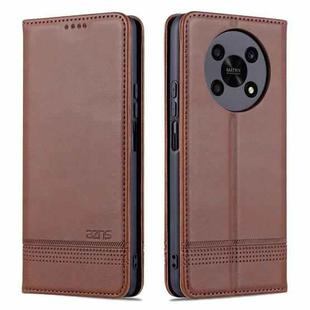 For Honor X30 AZNS Magnetic Calf Texture Leather Phone Case(Dark Brown)