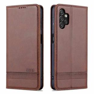 For Samsung Galaxy A13 4G AZNS Magnetic Calf Texture Leather Phone Case(Dark Brown)