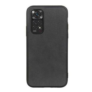 For Xiaomi Redmi Note 11 4G Global / Note 11S Accurate Hole Two-color Calf Texture Shockproof Phone Case(Black)