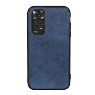 For Xiaomi Redmi Note 11 4G Global / Note 11S Accurate Hole Two-color Calf Texture Shockproof Phone Case(Blue)