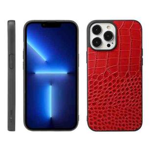 For iPhone 13 Pro Max Crocodile Top Layer Cowhide Leather Case (Red)