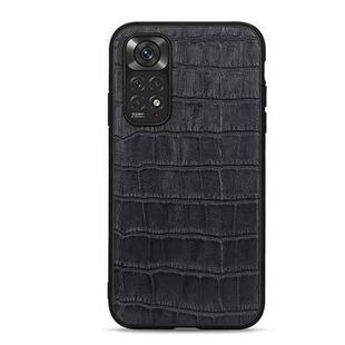 For Xiaomi Redmi Note 11 4G Global / Note 11S Crocodile Texture Leather Shockproof Phone Case(Black)