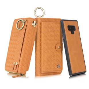 For Galaxy Note 9 POLA Multi-function Fashion Weave Magnetic Horizontal Flip Leather Case with Card Slots & Wallet & Photo Frame & Lanyard(Brown)